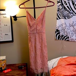 Lace pink dress